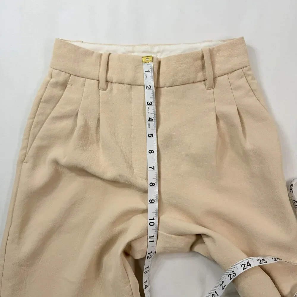 Aritzia Wilfred Effortless Pant Cropped Sz 00 Cream Pleated Minimalist Art 97558 - Picture 6 of 9